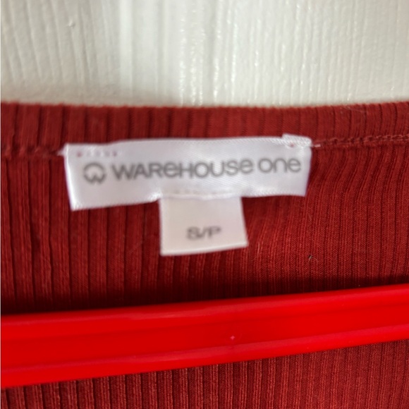 Warehouse Red Buttoned Ribbed Tee - Picture 3 of 3